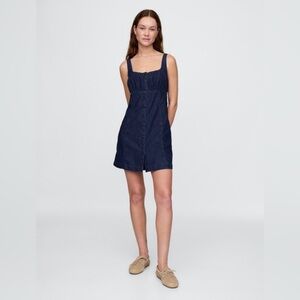 Gap UltraSoft Denim Square Neck Mini Dress-Dark Blue Denim